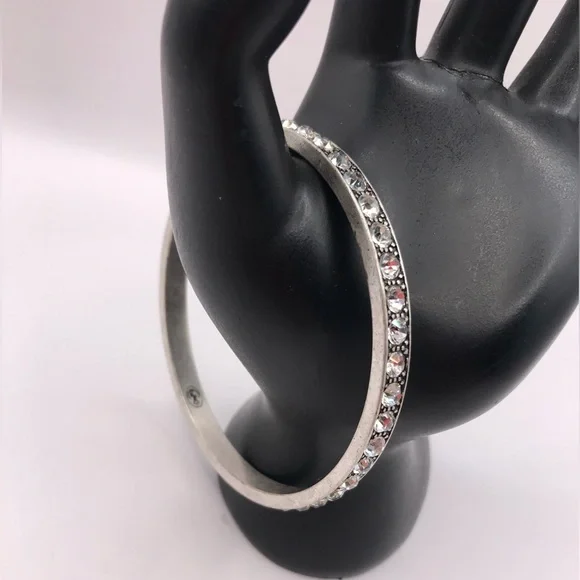 Premier Designs Antique Silver-Tone & Rhinestones Bangle Bracelet - Picture 3 of 7